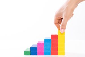 Colorful building blocks - fundamental skills concept