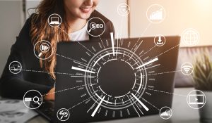 Computer with SEO concept