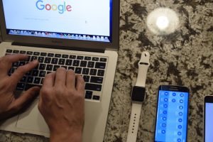 Laptop open to Google - Search Intent