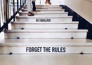 Staircase with lettering "Be fabulous"