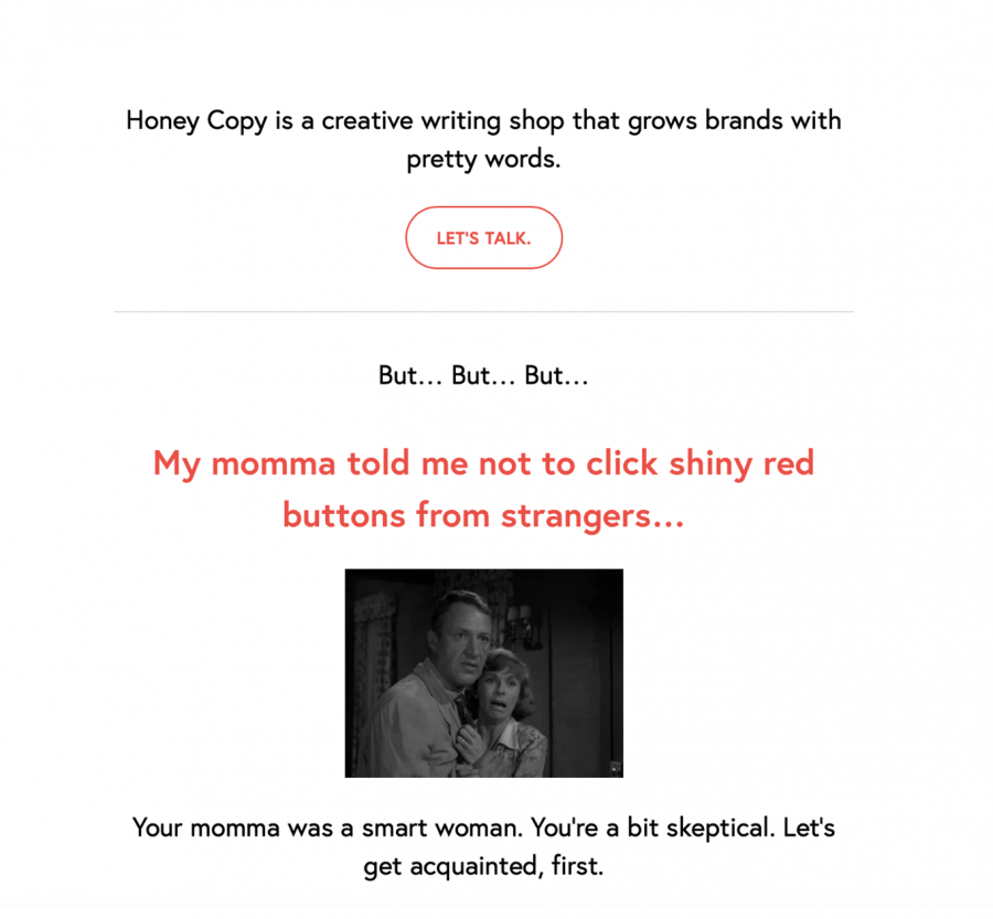 Honey Copy About Page