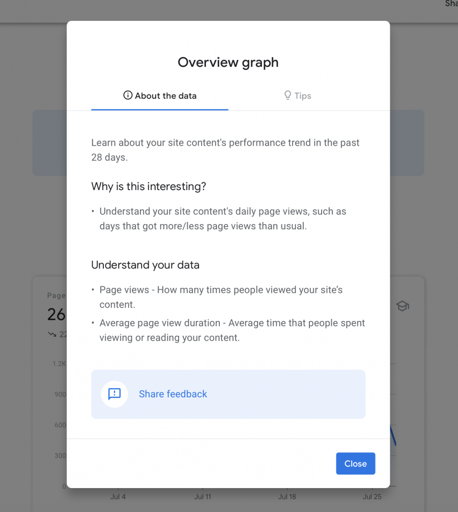 The Search Console Insights Help Window