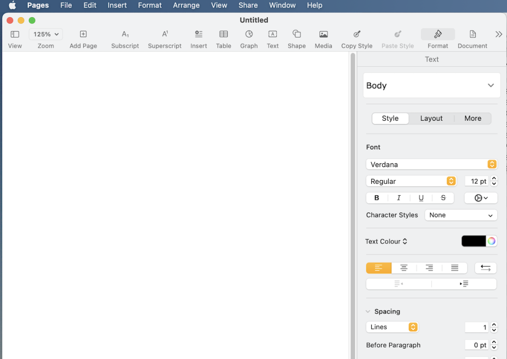 A Screenshot of Apple Pages