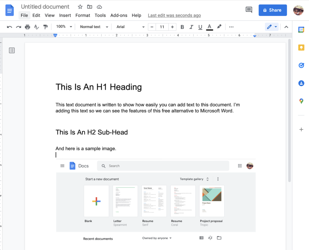 Sample Google Document