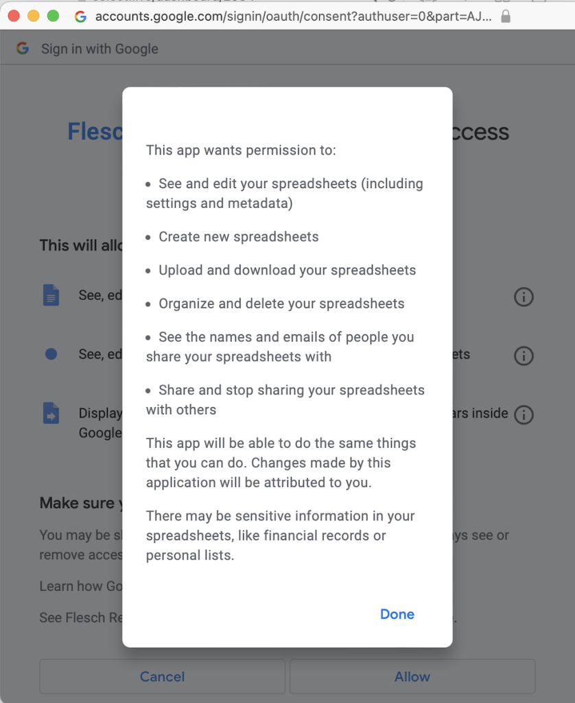 Data sharing on Google Doc Apps