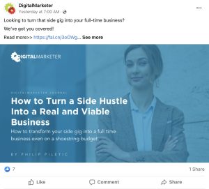 Example Facebook Post from Digital Marketer