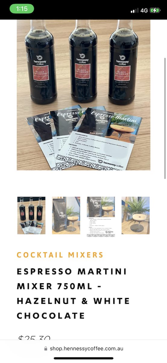 The Hennessy store cocktail mixers page
