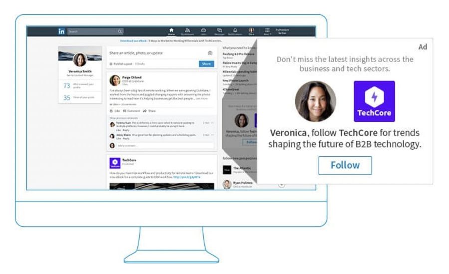 Screenshot of a dynamic LinkedIn ad