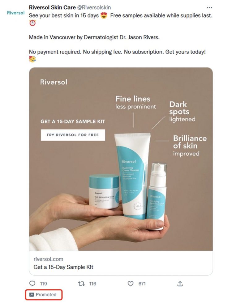 Example of a Twitter Ad