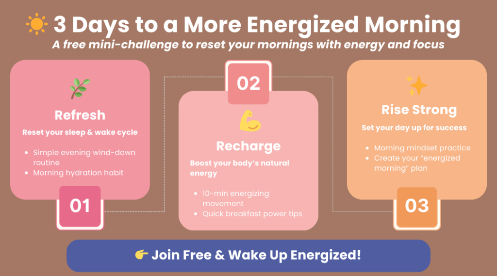 A sample challenge – 3 days to a more energized morning.