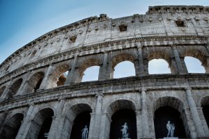 A close up of a very old looking building